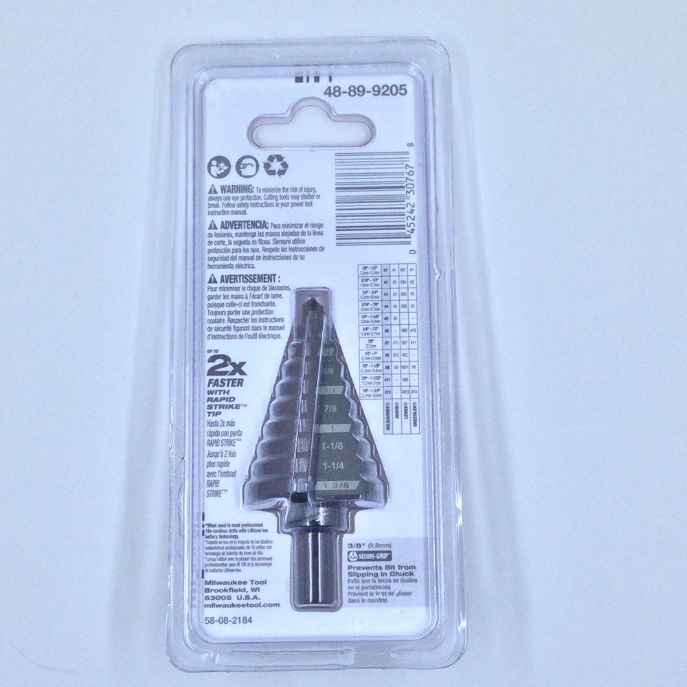 Milwaukee 48-89-9205 #5 Step Drill Bit 1/4”- 1-3/8”
