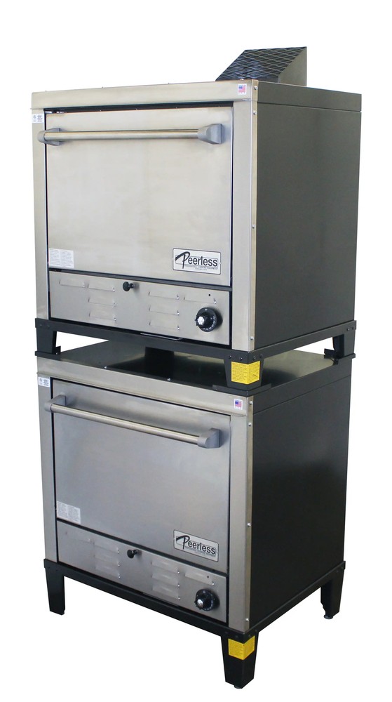 Peerless Ovens C231P Double Stack Gas Pizza Oven Stainless Steel Front