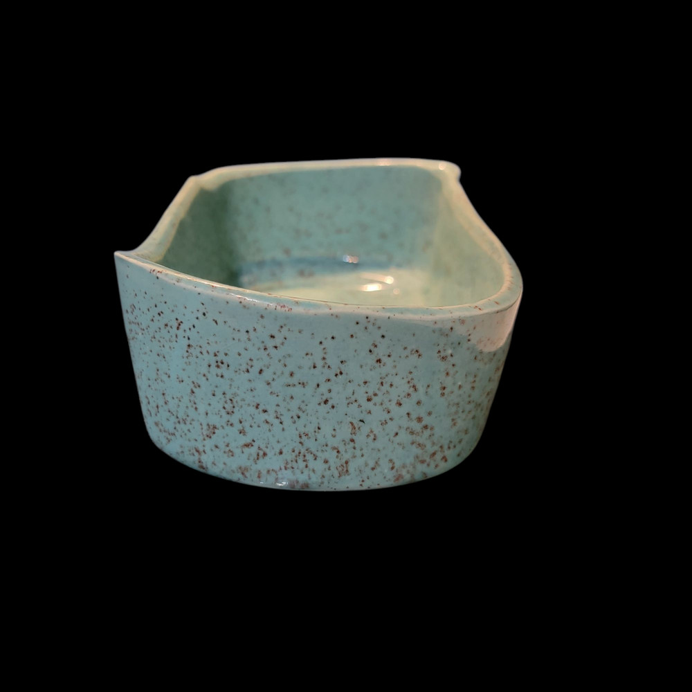 VTG USA Pottery Turquoise Aqua Speckled UP261 Rectangular Wavy CeramicPlanter