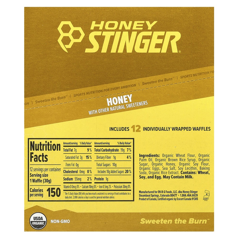 Energy Waffle, Honey , 12 Waffles, 1.06 oz (30 g) Each