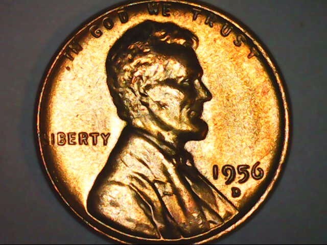 1956 D Lincoln cent retained lamination error rev.- BU RD !!