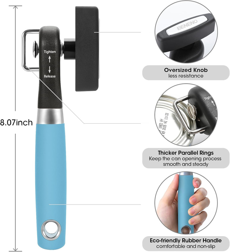 Can Opener, Manual Side Safe Cut Can Opener Smooth Edge with Durable Sharp Blade