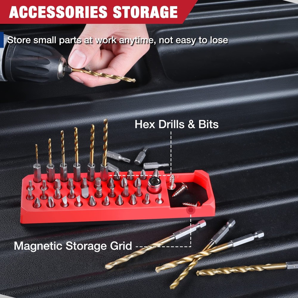 WORKPRO Magnetic Hex Bit Organizer, 39 Hole Screwdriver Drill Bit Holder Tray...