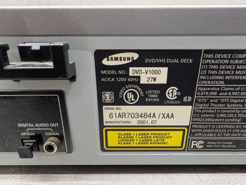 Samsung DVD-1000 DVD/VHS RECORDER. DVD/VHS Dual Deck. Read Description.