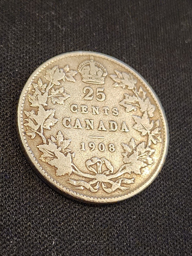 1908 Canada 25 Cents Silver Coin