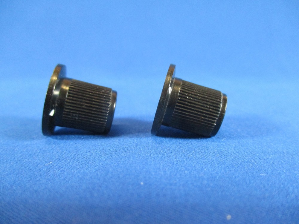Pair Black Plastic Knobs 3/4" Round 5/8" Tall for Radio Amp Electronics Guitar