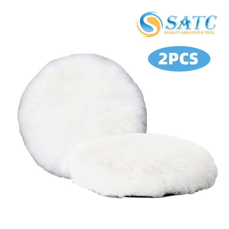 2PACK 7" Hook Loop Auto Wool Buffer Wheel Lambswool Polishing Waxing Buffing Pad