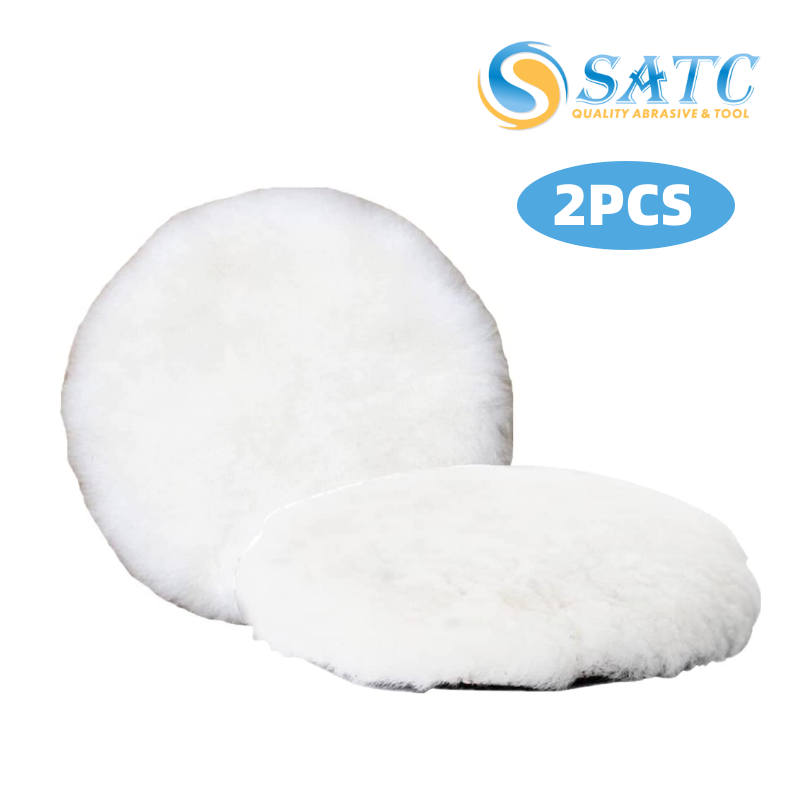 2PACK 7" Hook Loop Auto Wool Buffer Wheel Lambswool Polishing Waxing Buffing Pad