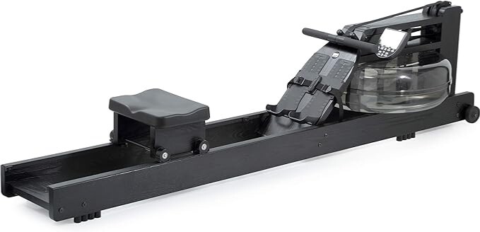 Black Wooden Water Rower Exercise Cardio Strength Training Machine