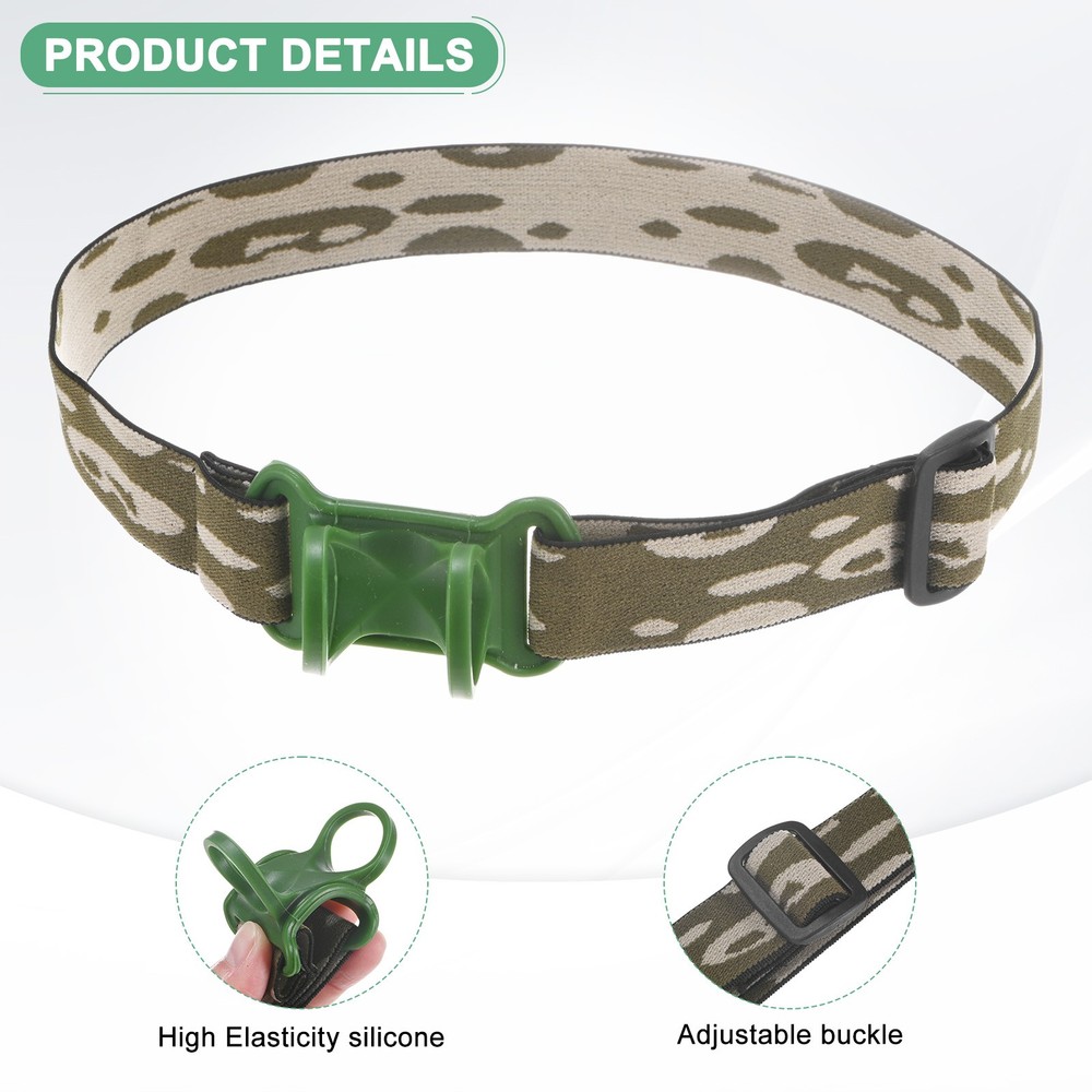 1-Pack Flashlight Headband Holder, 27.8" Side Headlights Mount Band, Green
