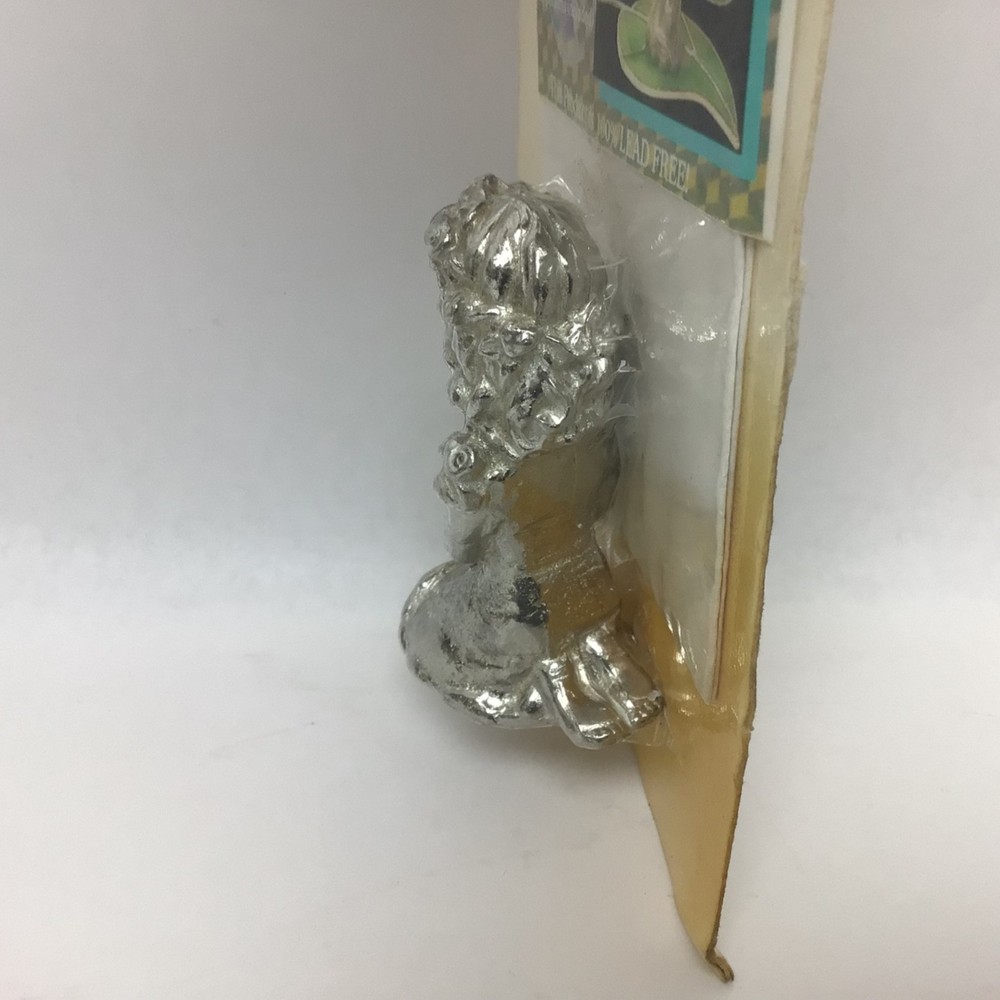 Vintage Casting Connection Leaf Pixie Pewter Figurine with Stained Glass Pattern