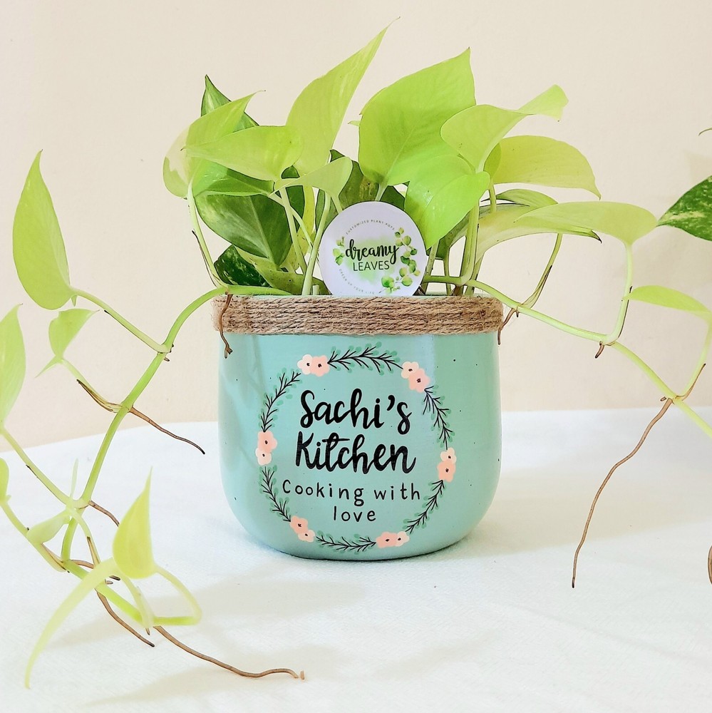 Custom Hand-Painted Planter with Personalized Wording – Kitchen Decor