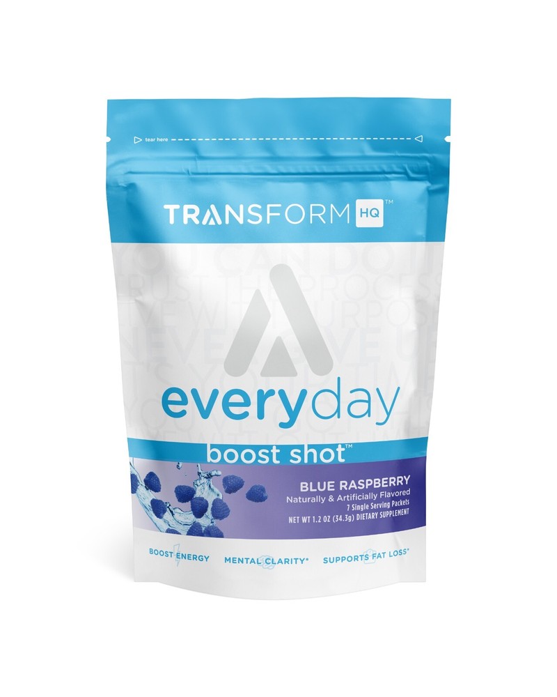 TransformHQ Boost Shot Powder Stick Packets, Blue Raspberry Energy - 7 Pack