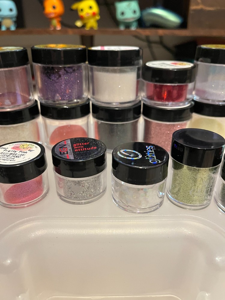Professional Nail Tech Glitter – 40+ Jars & Vials Glam & Glits, Glitties & More