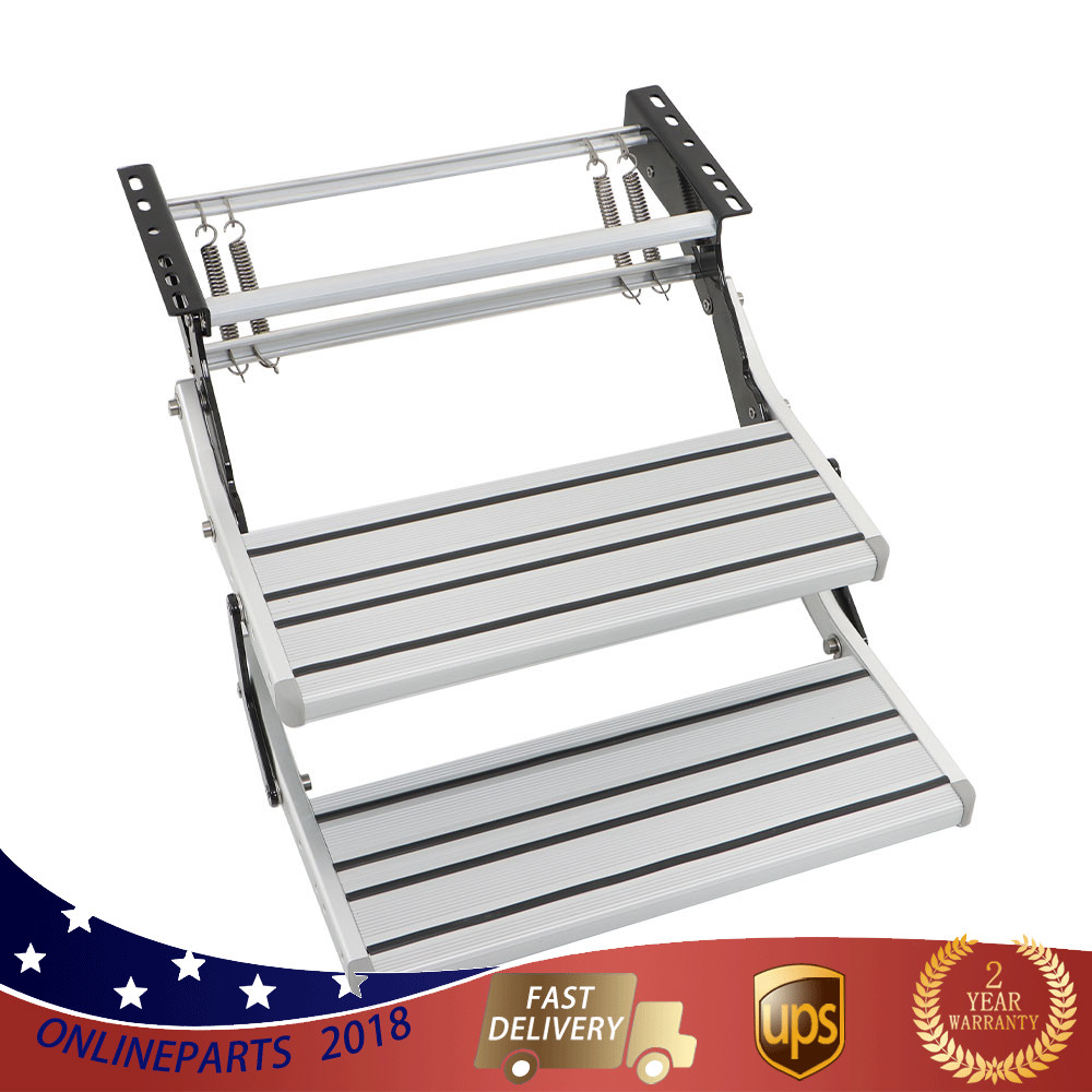 1 Pcs 2 Step Pull Out Retractable 21.65''W Steps Stair Anti-Slip Aluminum