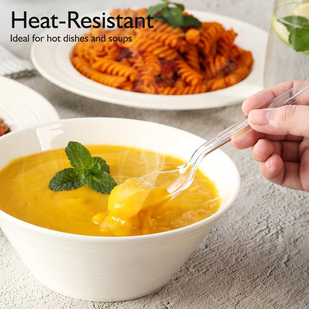 [300 Count] Clear Heavy Duty Plastic Spoons, Disposable Silverware Spoons Bul...