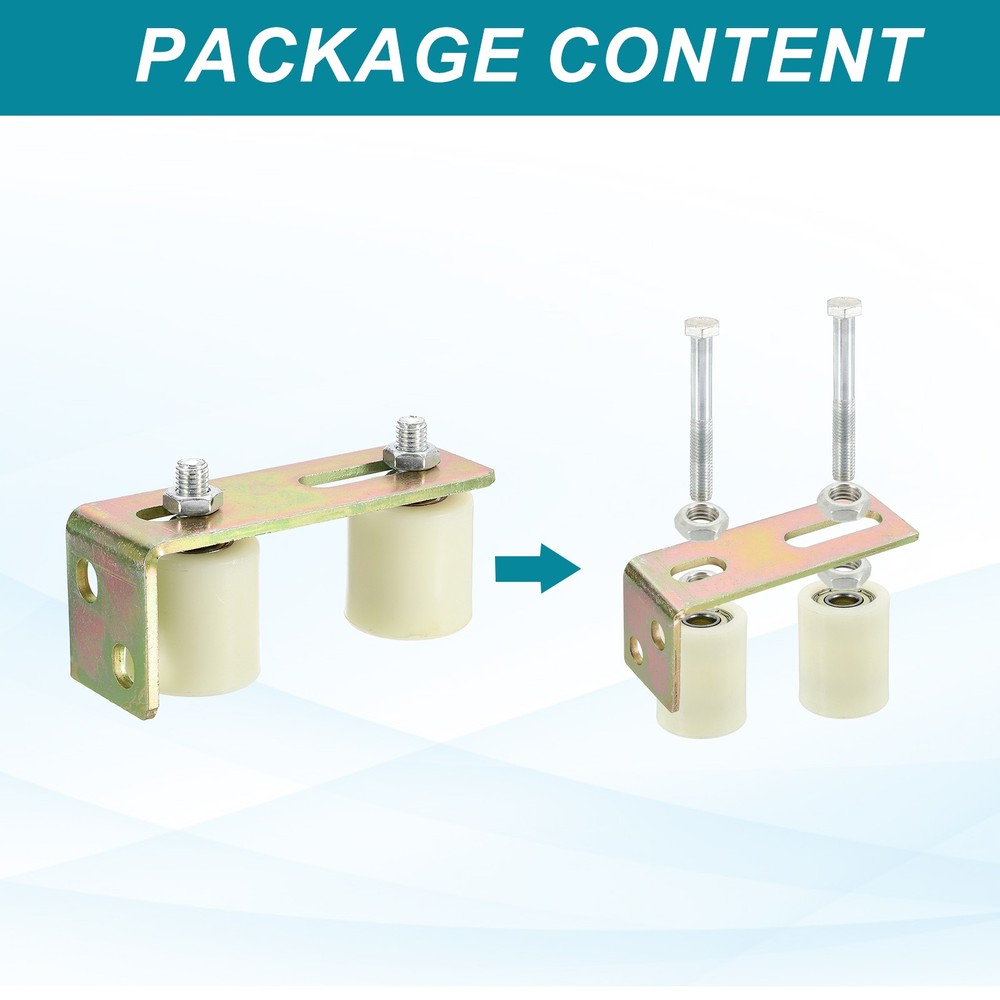 4Set Slide Gate Guide Roller 2" Adjustable Nylon Rollers with Bracket, White