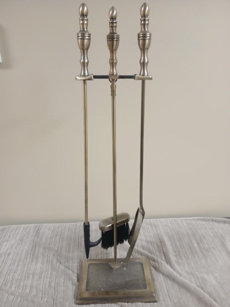 Fireplace Poker Set 3 Piece Chrome Set.