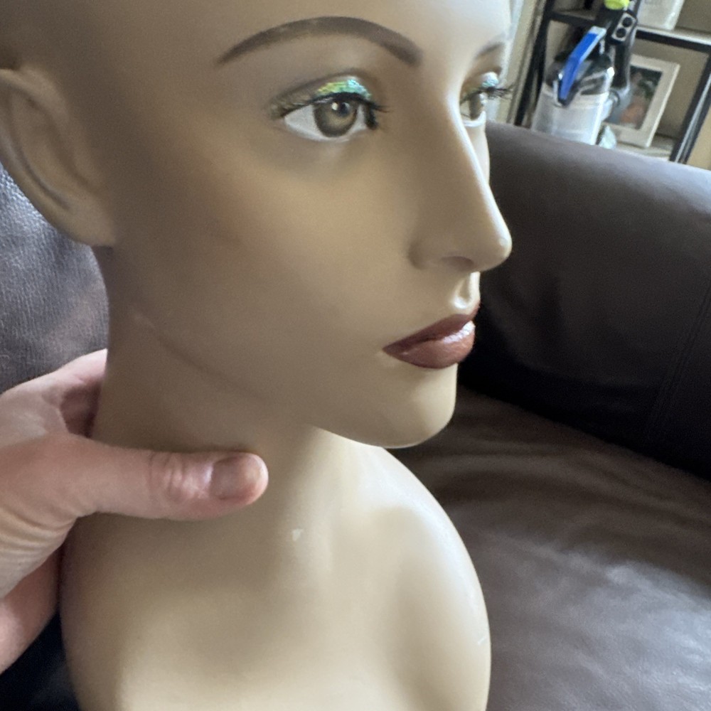 Female Mannequin Head with Makeup Versatile Wig Display Model 16”