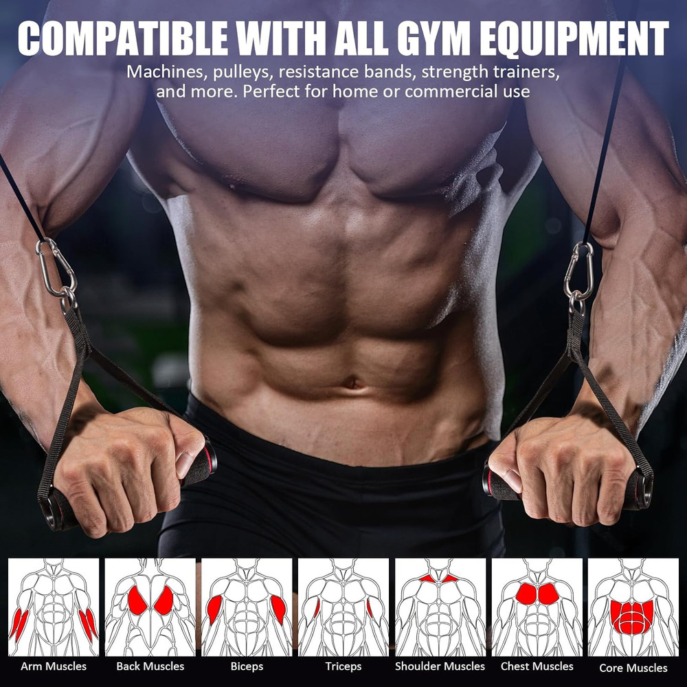 2 Pack Upgraded Exercise Handles, Gym Handle Equipment for Cable Machine Attachm
