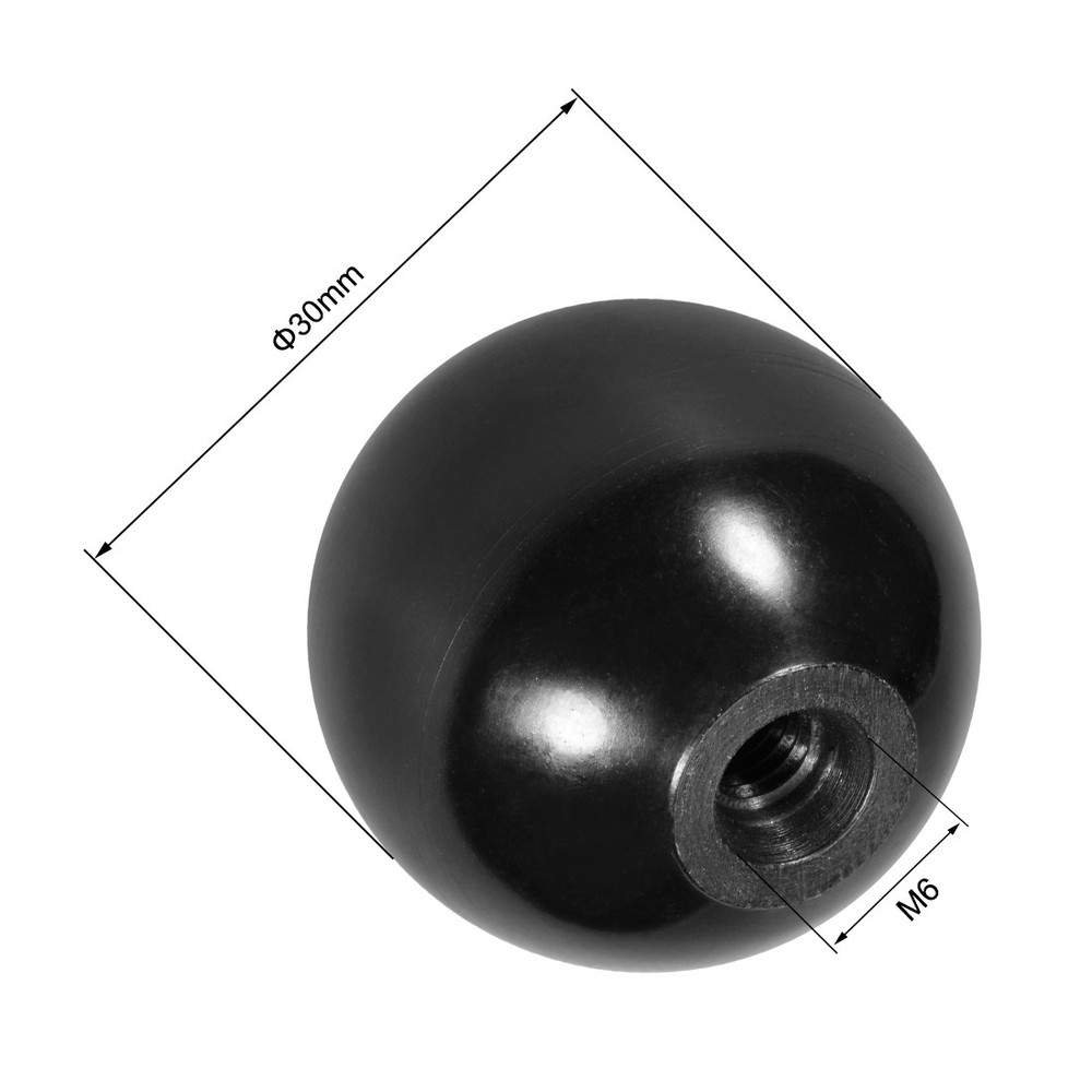 Ball Knob M6 Female Thread Machine Handle 30mm Red 2pcs / Black 2pcs