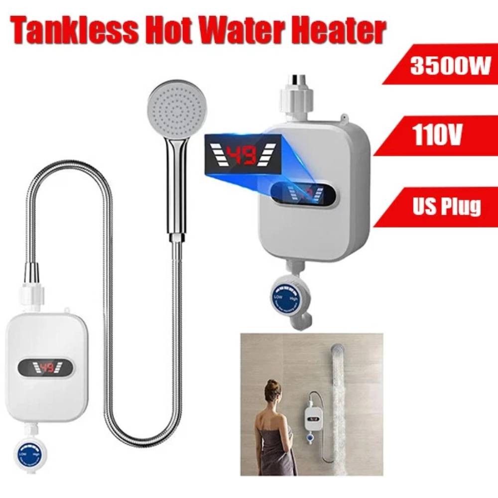 110V 3500W Hot Water Heater Tankless Shower Electric Heater Bathroom