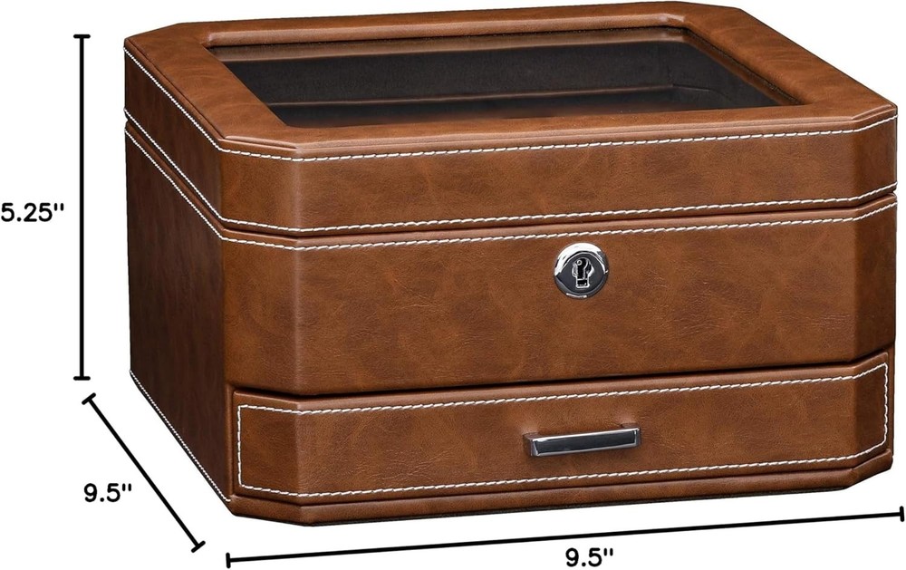 Modern Leather Watch Display Case - Drawer Organizer
