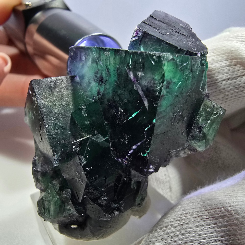 Clear Phantom Fluorite Cube Specimen zonal green purple Okorusu, Namibia