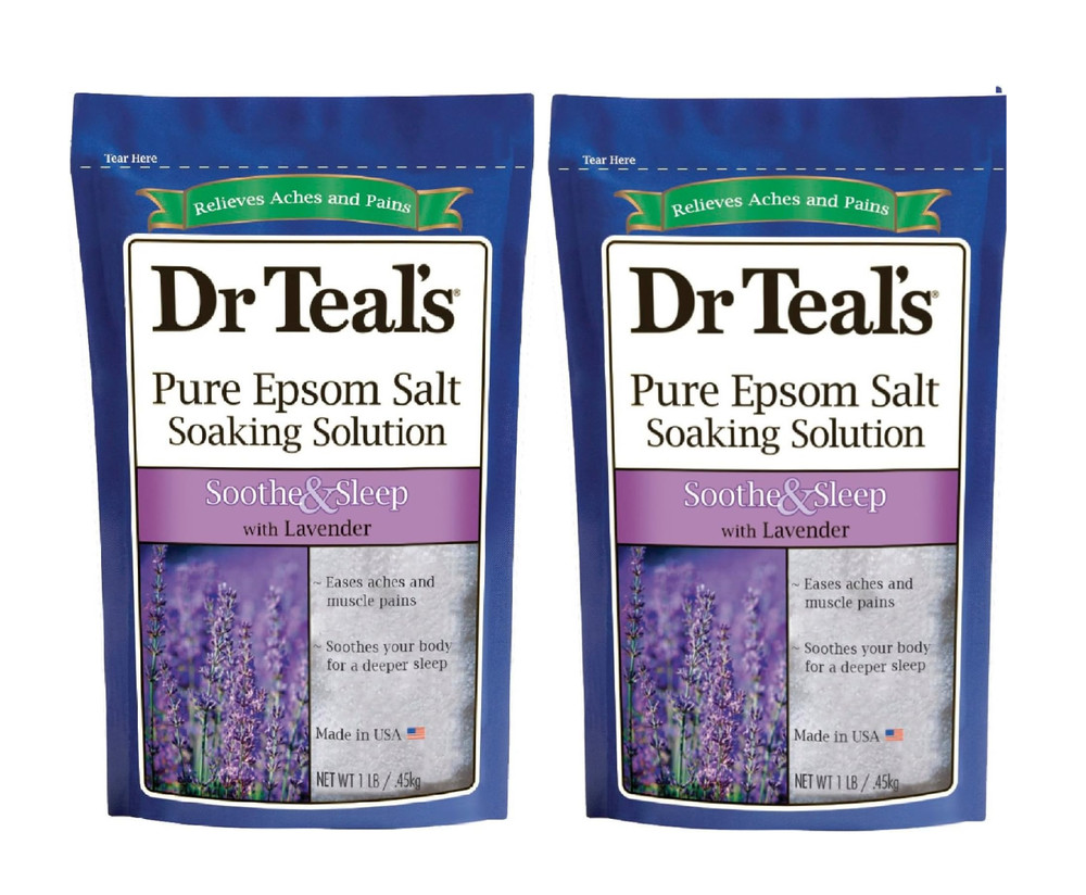 2Pack - Dr Teal's Pure Epsom Salt Soaking Solution Soothe & Sleep Lavender 1 lb.