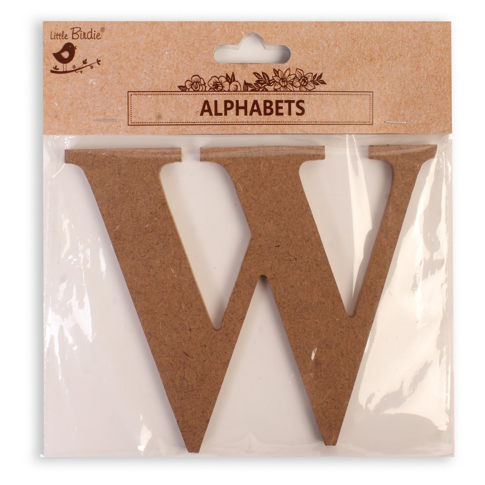 Little Birdie MDF Alphabets Upper Case 4" 1/Pkg-W - 6 Pack