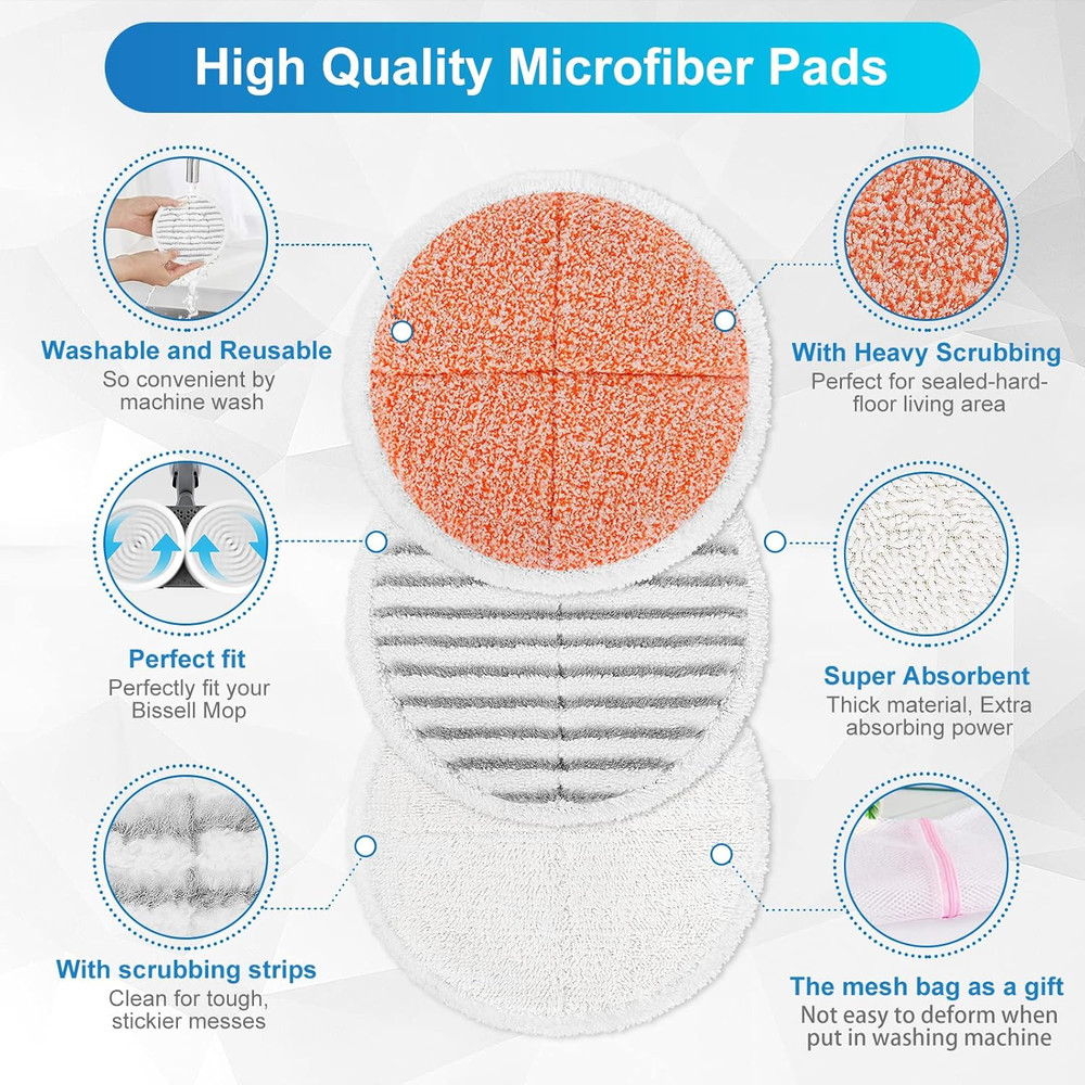 KEEPOW Spinwave Replacement Pads Compatible with Bissell Spinwave Hard Floor Mop