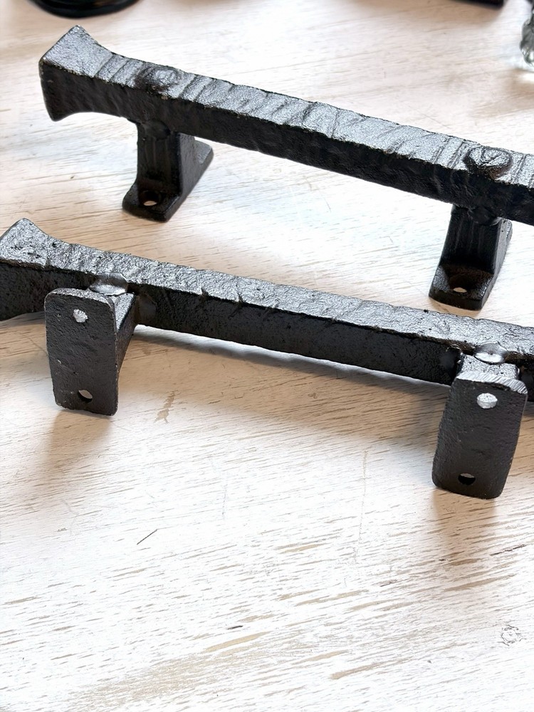 2 Large Solid Cast Iron Foundry Rustic Barn Handle Gate Pull Shed Door Handle 9”