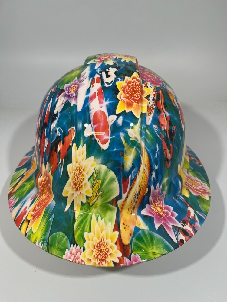 Full Brim Hard Hat Custom Hydro Dipped KOI FISH