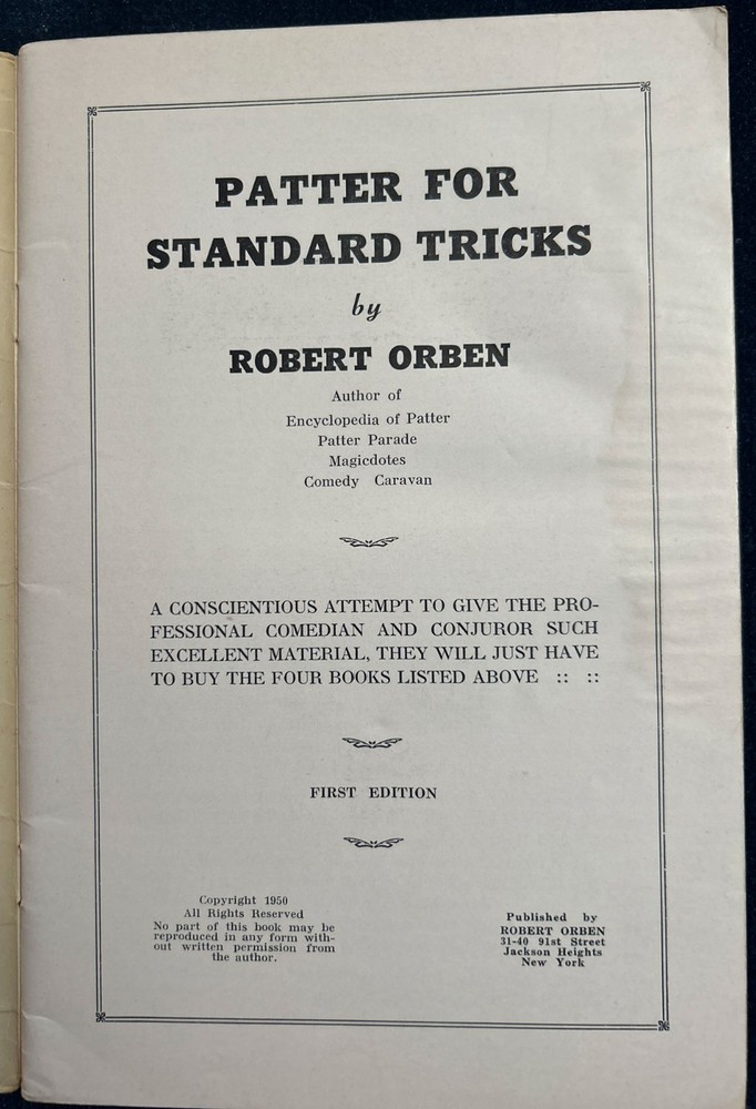 Patter For Standard Tricks (Robert Orben) -1950
