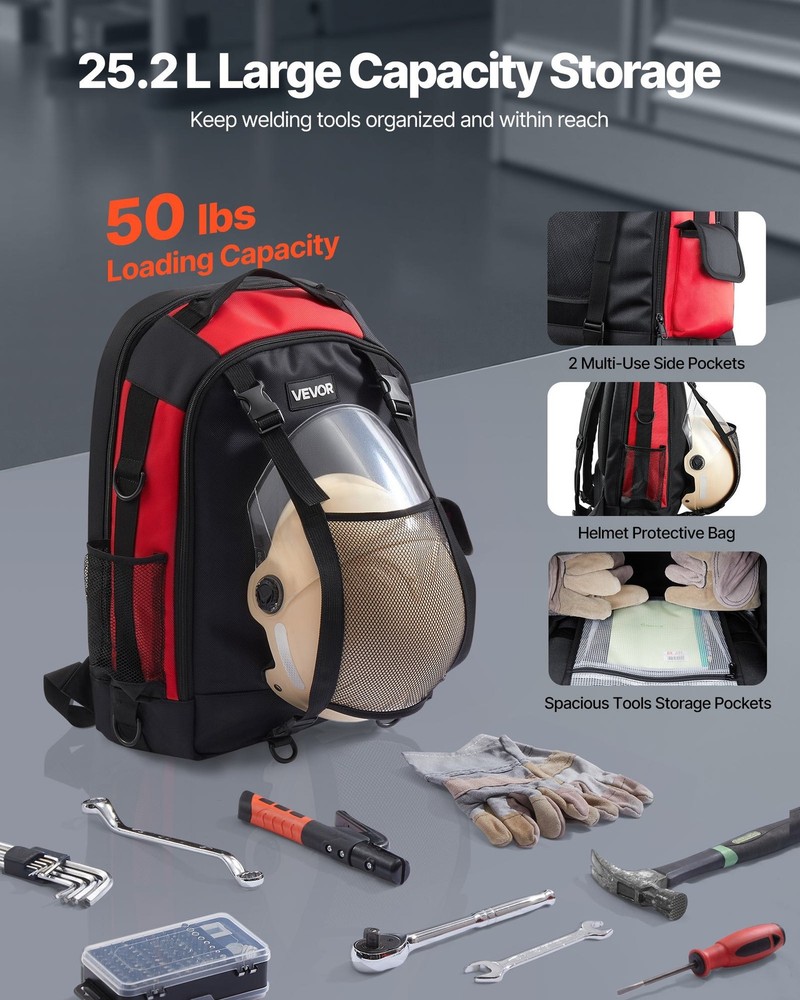 Welding Backpack 25.2L Welder Backpack for Tools Helmet 1680D High-Density
