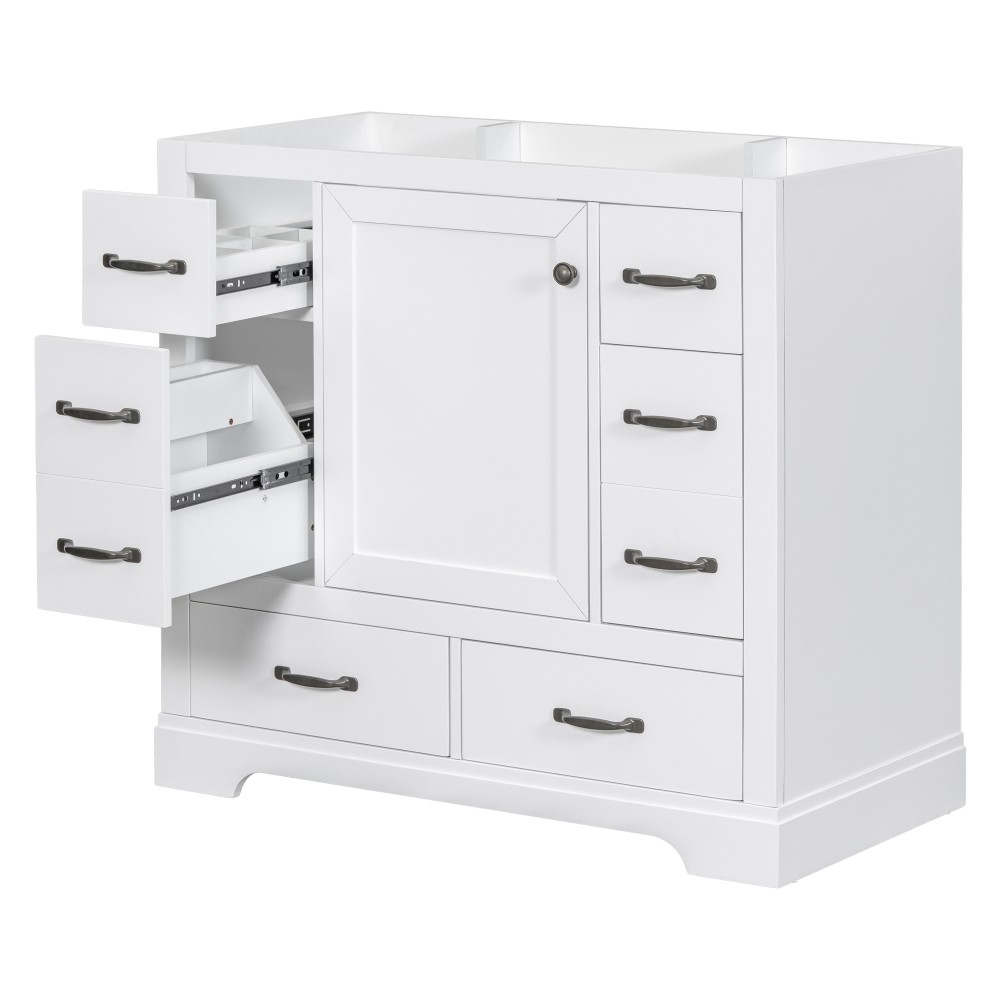 Bathroom Vanity Base Cabinet Six-Drawer Design Features Adjustable Shelves