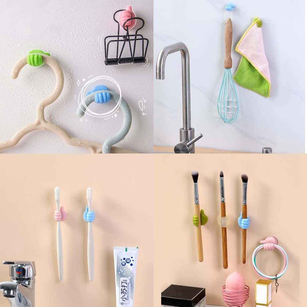 16Pcs Creative Silicone Thumb Wall Hook - Multifunction Adhesive Cable Clip ，...