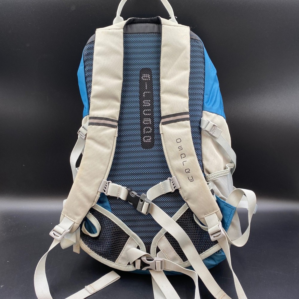 Osprey Zoid Backpack Mens OS Blue Tan Hiking Daypack Gorpcore Bungee Hydration
