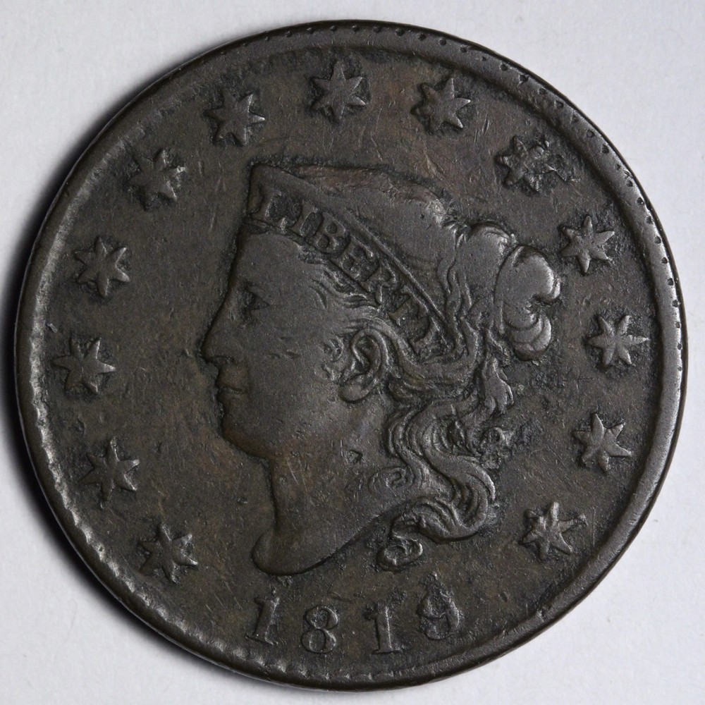 1819 Coronet Head Large Cent VF E134 YALM