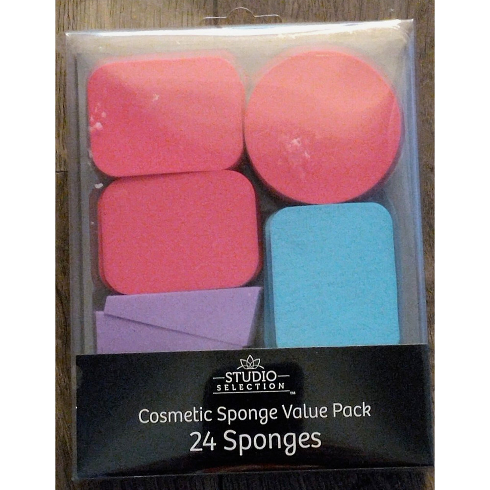 Studio Selection ~ Cosmetic Sponges ~ 24 Sponges In Pack ~ Multiple Colors