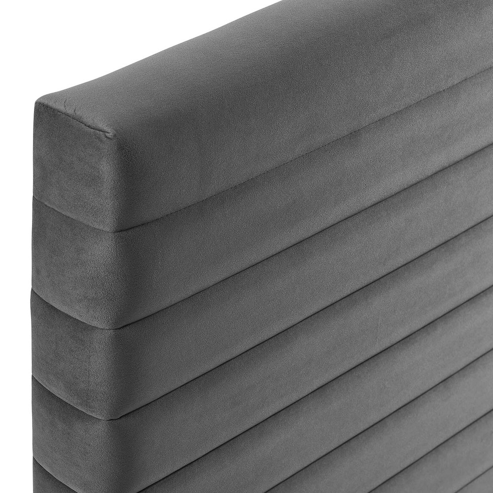 Modway Tranquil Channel Tufted Performance Velvet Full/Queen Headboard in Gray