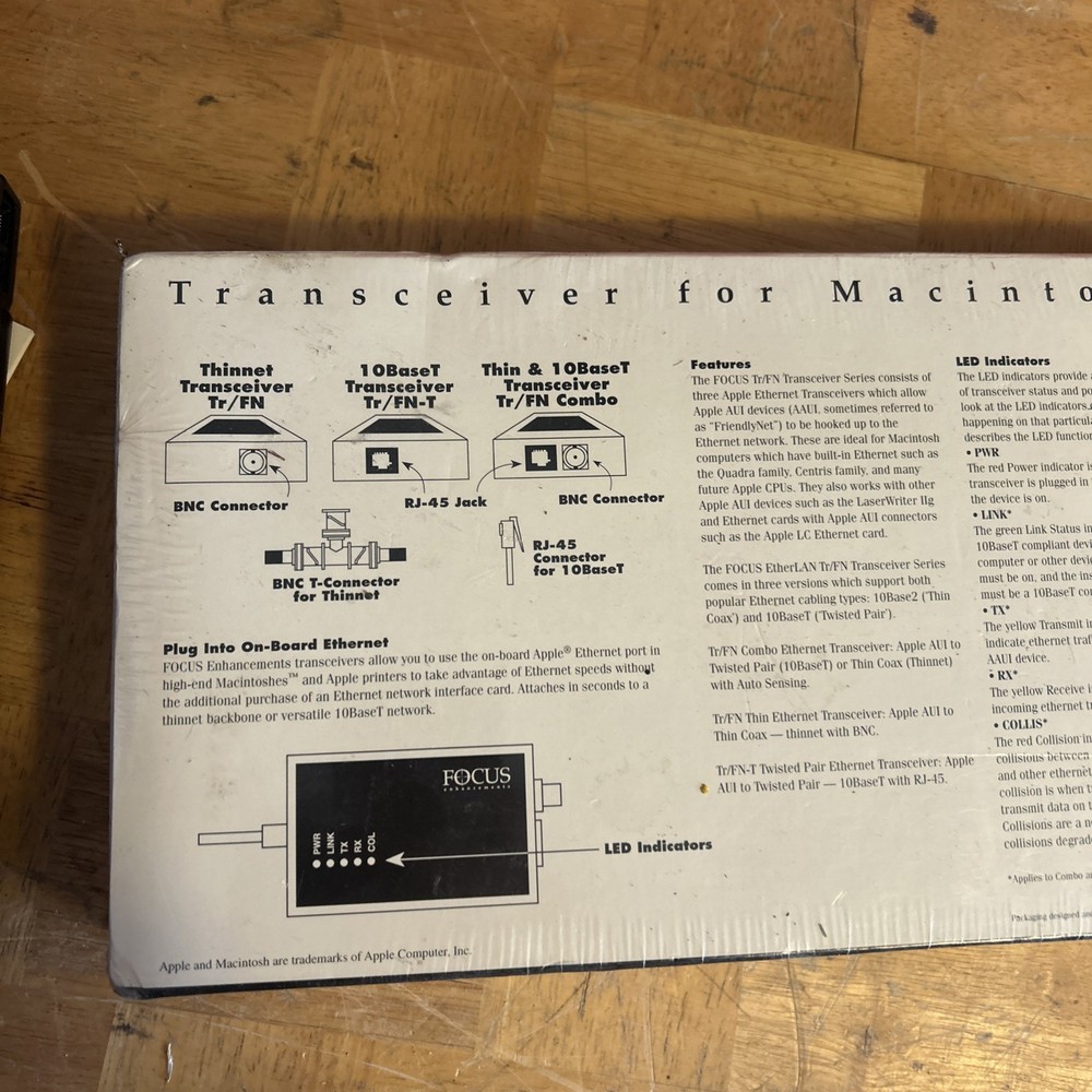 Focus Enhancements Transceiver EtherLAN 060-2170 Combo for Macintosh thinnet