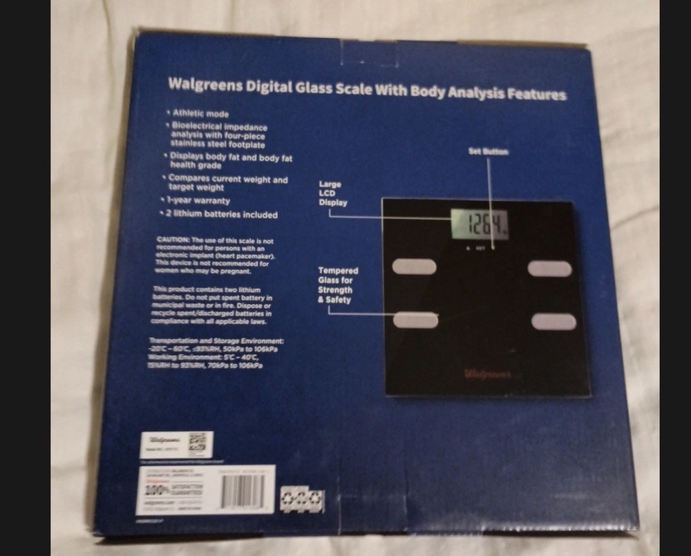 Walgreens Digital Glass Scale With Body Analysis Features, Black