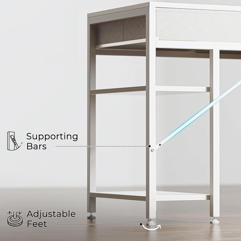 6 Drawer Computer Desk Reversible Storage Multi-Functional Home Office Gaming US