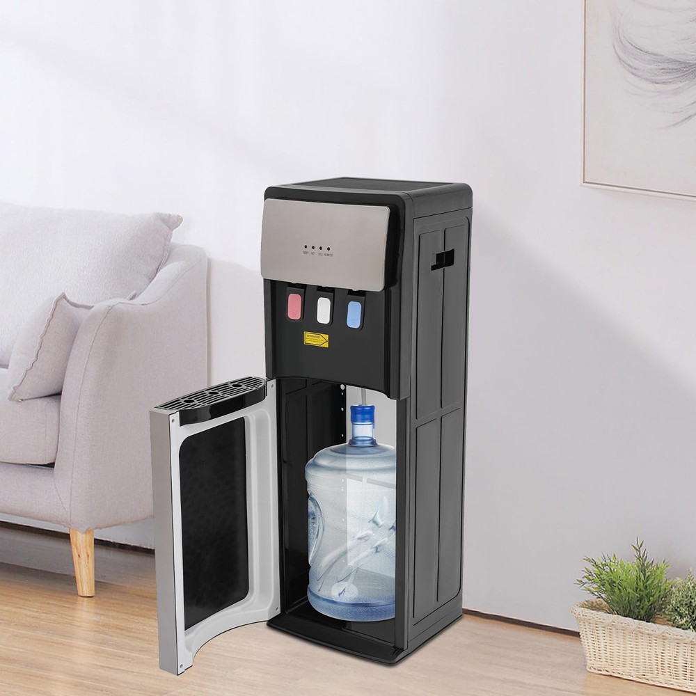 Water Cooler Bottom Loading Dispenser 3 Temp Hot Cold Room 5 Gallon Silver Gray