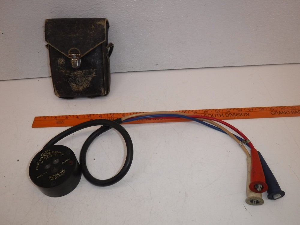 Vintage Knopp Phase Sequence indicator in Leather Carrying Case. Not Tested.