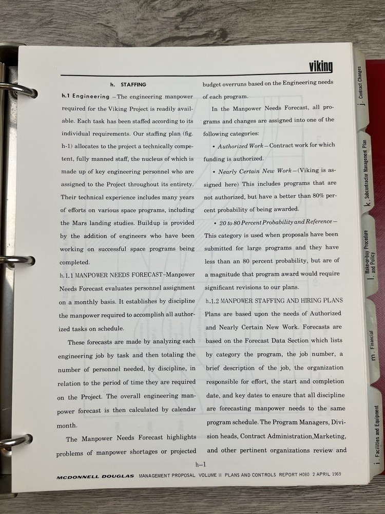 RARE Viking Space Program Proposal McDonnell Douglas Plans & Control Vol 1 & 2