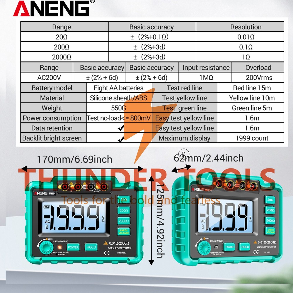 Thunder Tools ANENG MH14 Electrical Insulation Resistance Tester Digital