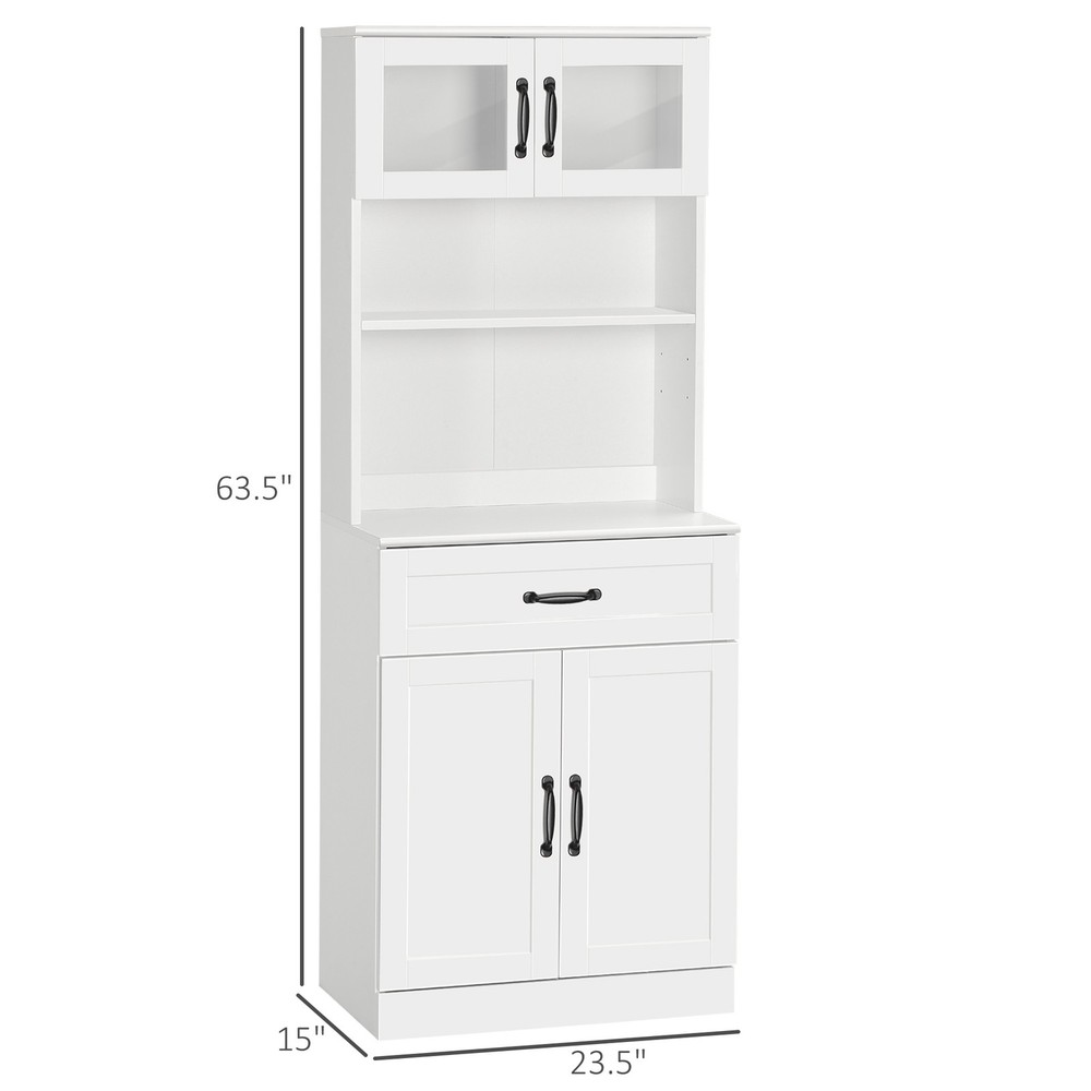 Kitchen Storage Cabinet, Pantry Organizer with 4 Doors, White