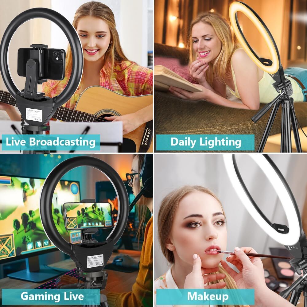 Sensyne 10'' Ring Light with 50'' Extendable Tripod Stand, 10-inch, Nature